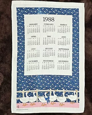 Vintage 1988 Calendar Tea Towel Ducks Linen? Stevens Linens  24  X 16  • $10.99