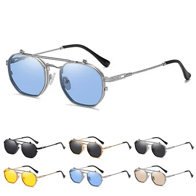 Retro Sunglasses Steampunk Flip Up Glasses For Men Women Vintage Style Shades • $13.99