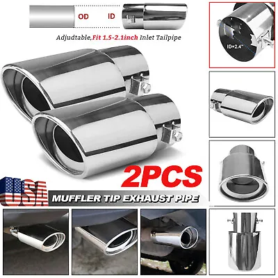 $20.99 • Buy 2PCS Car Stainless Steel Rear Exhaust Pipe Tail Muffler Tip Round Accessories