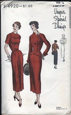 UNCUT 1948 VOGUE SPECIAL DESIGN Sewing Pattern - DRESS & JACKET -  Bust 34 • $44.99