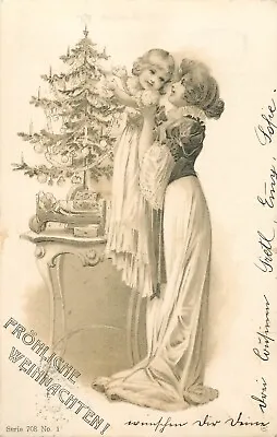 BB001 Christmas Fantasy Litho Postcard 1904 Austria Vienna To Hermannstadt Sibiu • £13.49