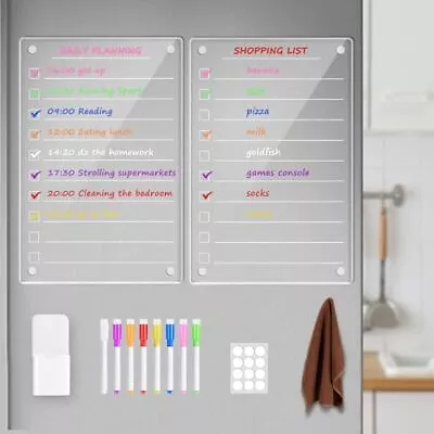 Magnetic Acrylic Calendar Board For Fridge Clear 2 Set Dry 2 Pcs To Do List • $23.92