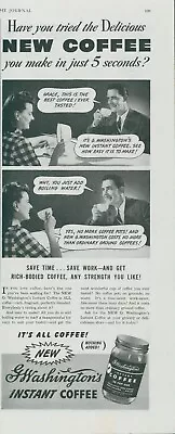 1944 G Washington Instant Coffee New Happy Couple Rich Bodied Print Ad LHJ1 • $12.39