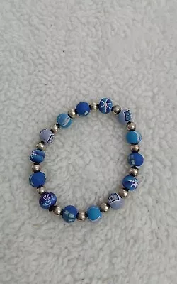 Viva Beads Bracelet Blue And White Beads Silvertone Spacers  • $8.99