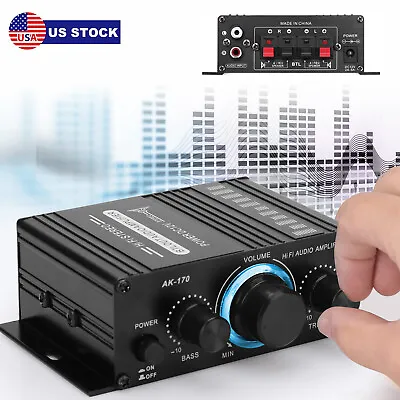 Mini HiFi Digital Stereo Audio 2 Channels Amplifier Power Amp DC 12V FM Car Home • $9.69