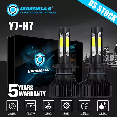 $20.99 • Buy For Yamaha YZF-R6 2003-15 YZF-R1 2006-2016 4-Sides LED Headlight H7 Bulbs 6000K