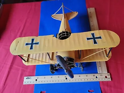 Vintage Metal Fighter Aircraft Biplane Model Desktop Decorative Yellow  • $24.99