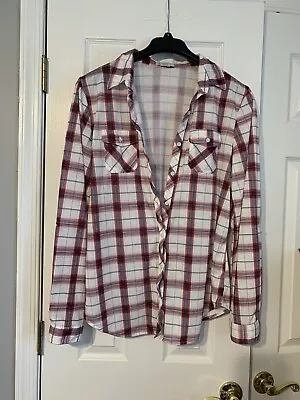 Passport Women's Red Plaid Button Down Collar Shirt Front Pocket Size Xl • $12