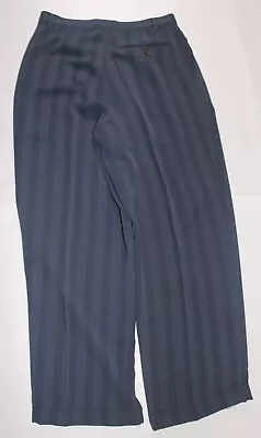 Vintage Slacks Wide Leg Pleated High-Rise Dress Pants 32x30 Blue Striped • $150