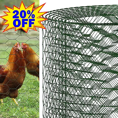 PVC Coated Wire Mesh Fencing Green Galvanised Garden Fence Chicken Rabbit Aviary • £9.15