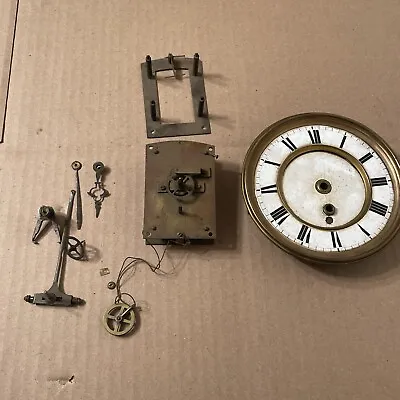 Rare Antique Mini Vienna Regulator Weight Driven Clock Movement Parts 5”+ Dial • $129.99