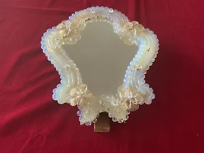 Vintage 1950 Venetian Murano Glass Vanity Table Wall Mirror Gold Flowers Italy • $89.95