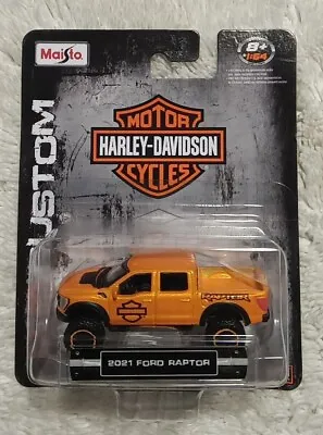 Maisto 1:64 Harley Davidson 2021 Ford Raptor Pickup Truck Orange Metallic New!!! • $11.99