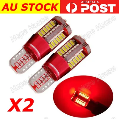 2x T10 Red Light CANBUS ERROR FREE 501 194 W5W 3014 57SMD Car LED Lights Bulbs • $9.55