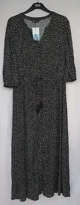 Ladies Marks And Spencer Black Mix Floral Maxi Beachwear Dress Size M • £22.50