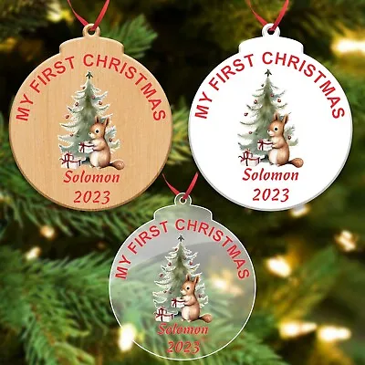 Personalised My First Christmas Bauble Tree Ornament Gift For Baby Boy Girl 2023 • £3.45