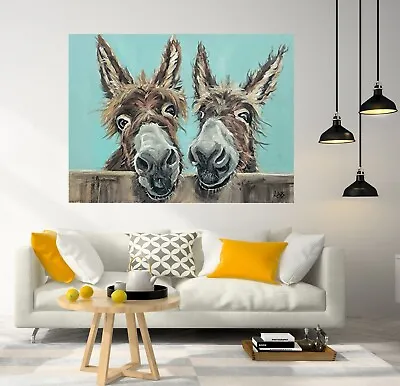 Donkeys  Double Trouble  Art Poster Repo Canvas Paper Picture Print Art Wall Art • £28.99