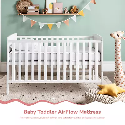 NightComfort Airflow Baby Piped Edge Cot Bed Mattress - 120x60x15cm 140x70x15cm • £47.99