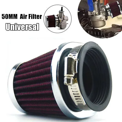 Motorcycle ATV Modified Chrome Power Scooter Cone Race Air Filter 50MM Filter • $11.99