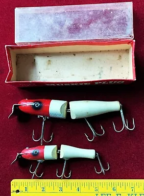 TWO Vintage Lucky Strike Red & White Pikie & Muskie Plugs #2002 & Original Box • $10