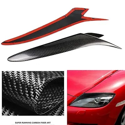 Carbon Fiber Eyebrows Eyelid Headlight Cover Trim For Mazda RX-8 Coupe 2004-2008 • $36