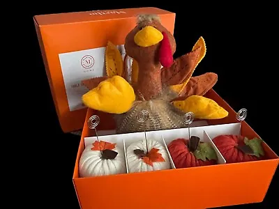 Martha Stewart Home Thanksgiving Table Set Pumpkin Card Holders & Turkey NEW! • $22.80