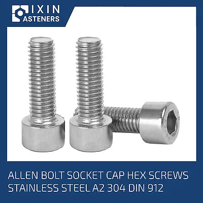 M3 M4 M5 M6 Allen Bolts Socket Cap Screws Hex Head Stainless Steel Din 912 • £0.99