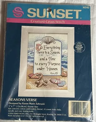 Sunset Cross Stitch Kit #16540 SEASONS VERSE 5  X 7  Vintage 1990 New Sealed • $14.99