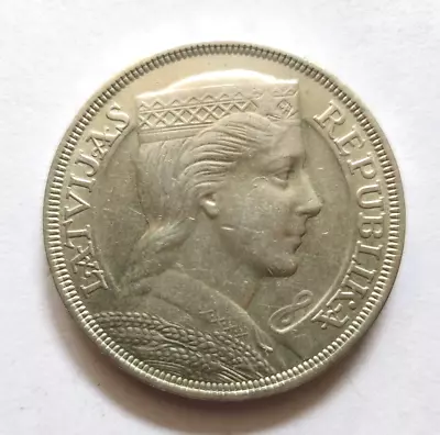 1931 Latvia 5 Lati Silver Coin High Guard -UNC • $120