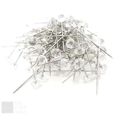 £3.89 • Buy Diamante Diamonte Pins 6mm Heads 1.5 Inch Florist Bouquet Wedding Buttonholes 