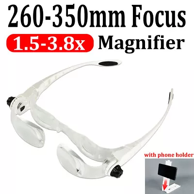 Magnifier Headband Loupe Eyeglasses Magnifying Glass With Phone Holder Case • $23.24