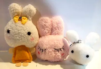 Lot Of 3 Soft Plush Bunnies For Phone Purse Backpack Charm Strap - NWOT (#26) • $4.99