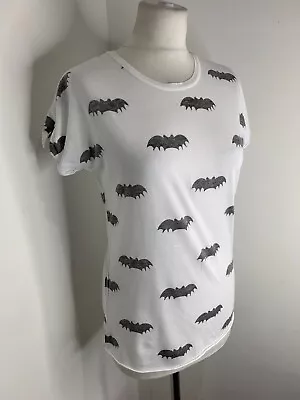 Zoe Karssen Bat Graphic Tee XS VGC Cotton Blend Jersey Tshirt Top Halloween • £19.77