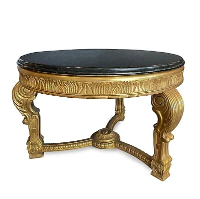 $8750 • Buy Round Entry Table, Hand Carved Wood, Water Gilded - Genuine 23k Gold, Marble Top