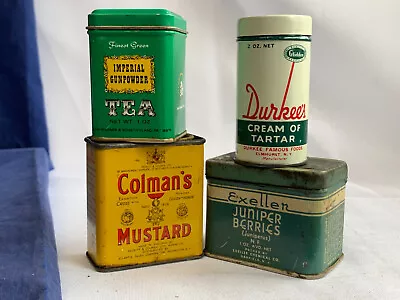 Vtg Tin Lot Colmans Durkees Imperial Gunpowder Exellen Tea Spices Berries • $29.95