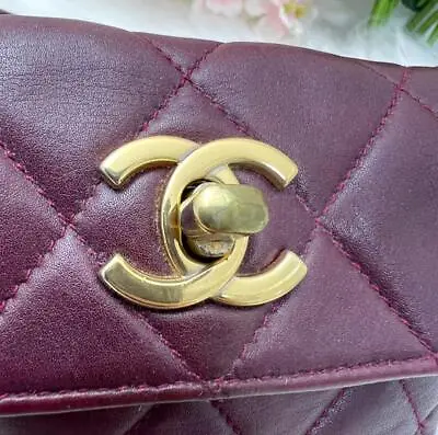 CHANEL Quilted Lambskin Body Bag Wine Red CC Logo Cocomark Leather Waist Bag • $1318.15