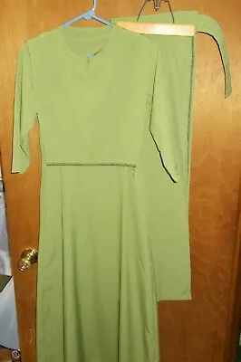 3 Pieces Amish Mennonite Hand Made Ladies Lime Green Dress EUC Plain Clothing  • $28