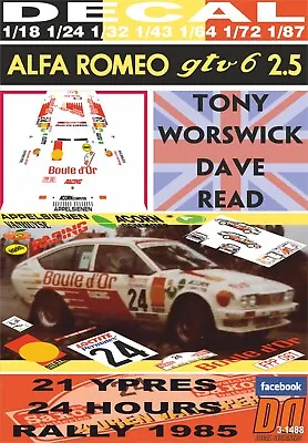 DECAL ALFA ROMEO ALFETTA GTV6 G.GOUDEZEUNE YPRES 24 HOURS R. 1985 DnF (09) • $33