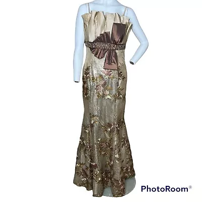 Formal Sequin/Bead Embroidered Floral Scroll Dress • $175
