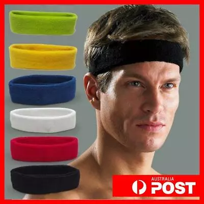 Headband Sports Yoga Gym Stretch Cotton Armband Girls Women Mens Head Hair Bands • $3.99