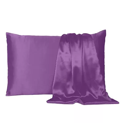 Luxurious Satin Silk Pillowcase Soft Bedding Standard Queen King Pillow Cover • $6.99