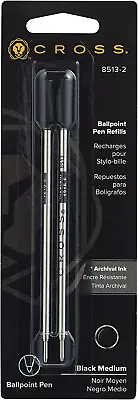 Cross Ballpoint Pen Refills Black Med Pt 2 Pack New In Pack 8513-2 2 Refills • $10.48