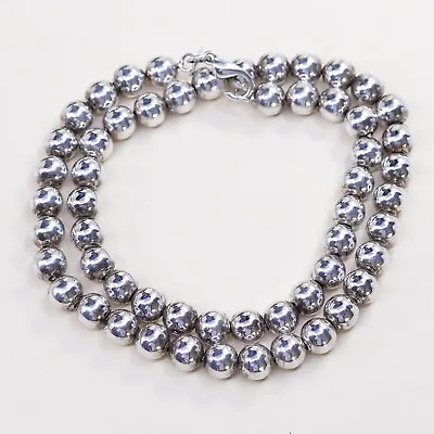 20” 7mm Vintage Sterling 925 Silver Handmade Beads Necklace • $139.50