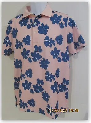 Goodfellow Short Sleeve Polo Pink Blue Floral Print S M L  Standard Fit Collared • $13.42