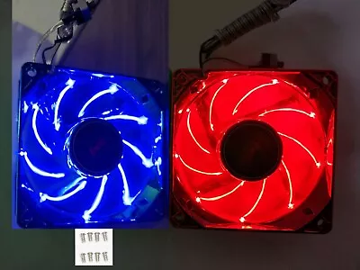 LOT 2: Enermax 80mm X 25mm Blue/Red LED Smart Case Fan 3pin + Thermal Control • $22