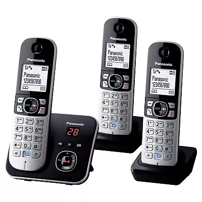 Panasonic KX-TG 6823 Cordless Phone Trio Handset With Answer Machine Silver • £84.82