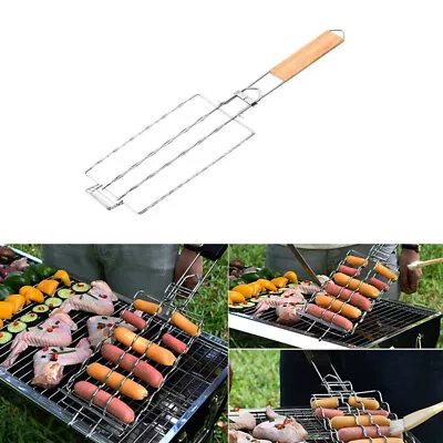 Sausage Holder Barbecue Grilling Basket Fish Grill Steak Hot Dogs BBQ Net Tools • $18.86