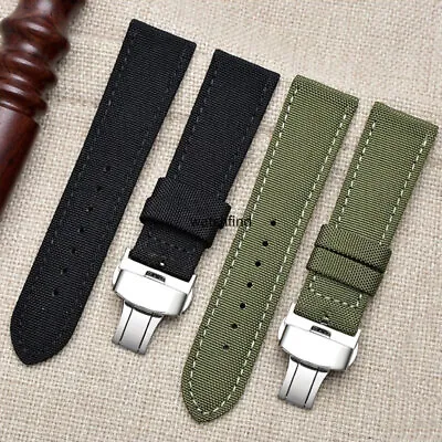 £13.18 • Buy Canvas Leather Nylon Watch Band Bracelet Strap Deployment Clasp Replacement New