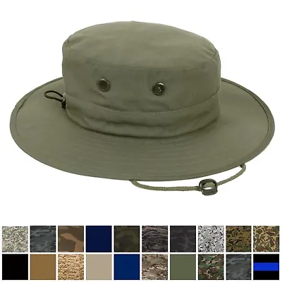 Adjustable Boonie Hat Tactical Jungle Bucket Fishing Sun Wide Brim One Size Cap • $31.99