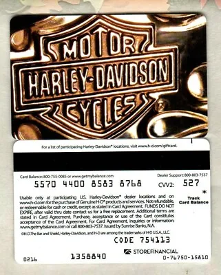 £3.83 • Buy HARLEY-DAVIDSON Classic Logo 2016 Gift Card With Printer Mark ( $0 ) RARE
